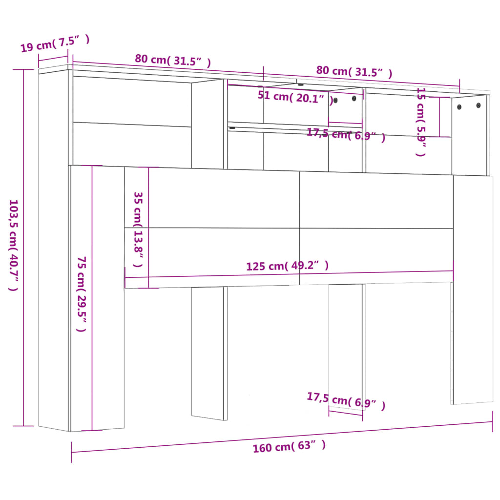 Armoire de tête de lit Blanc 160x19x103,5 cm - XIOS