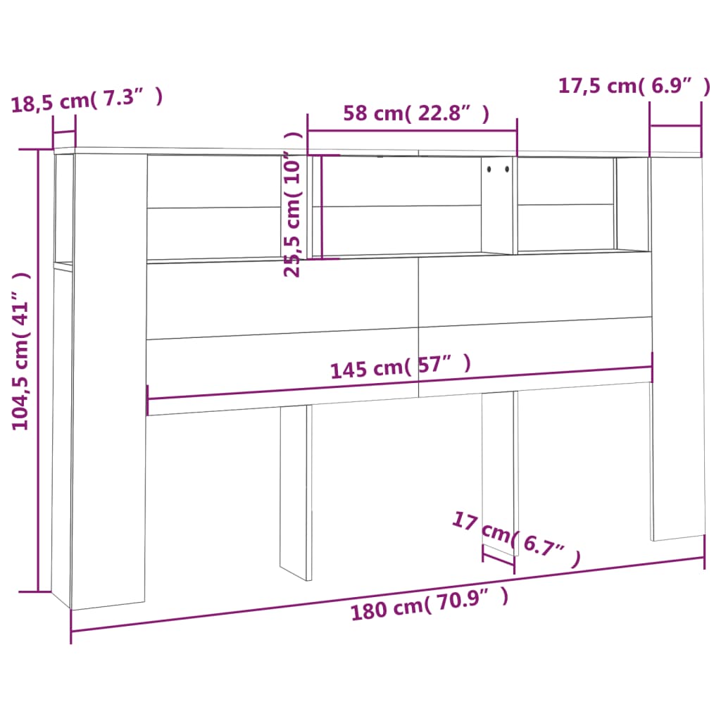 Armoire de tête de lit Blanc 180x18,5x104,5 cm - XIOS