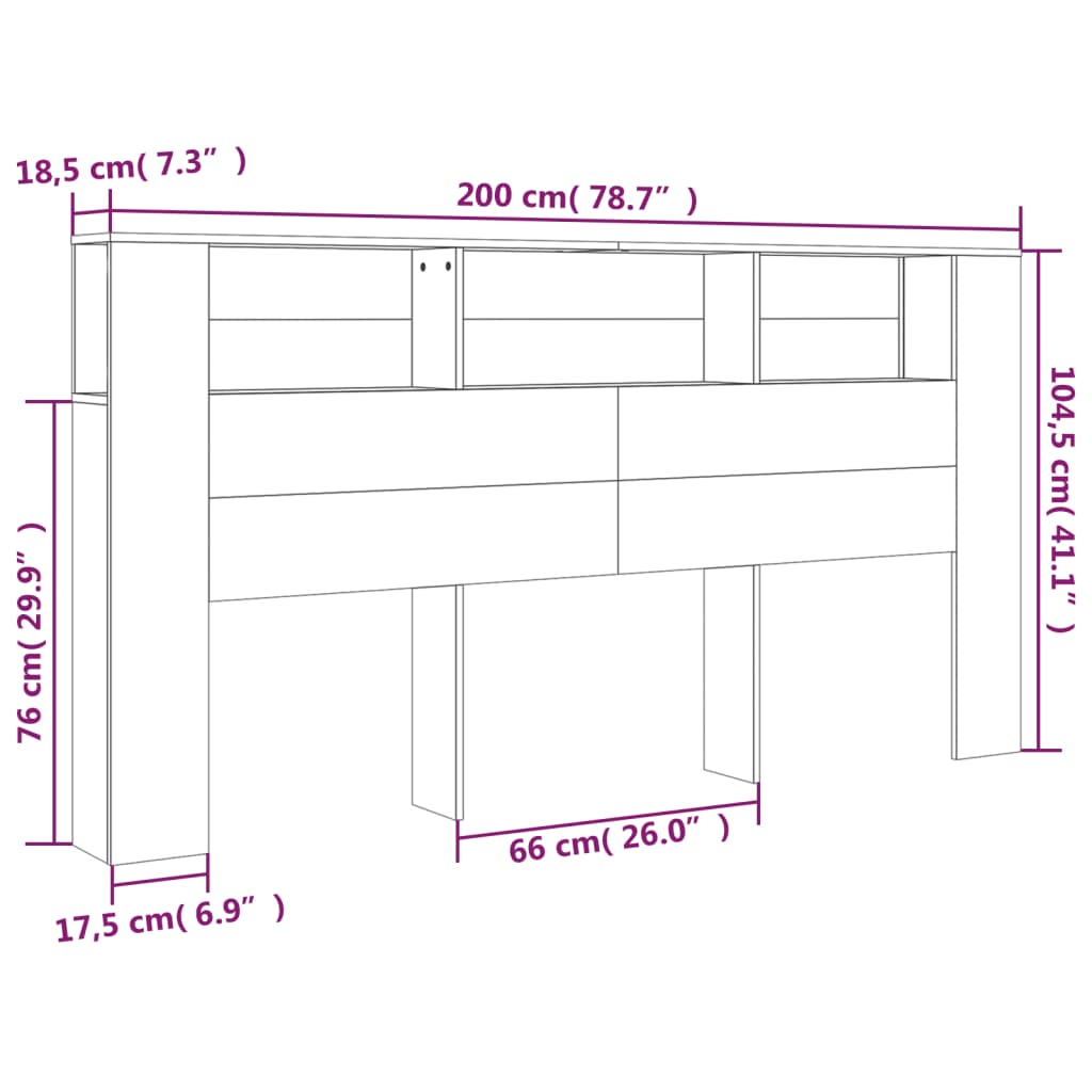 Armoire de tête de lit Blanc 200x18,5x104,5 cm - XIOS