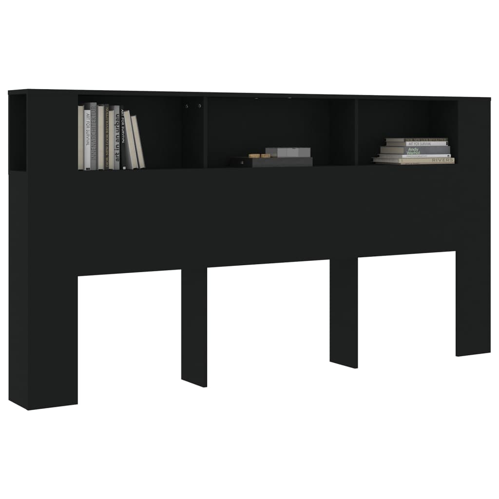 Armoire de tête de lit Noir 200x18,5x104,5 cm - XIOS