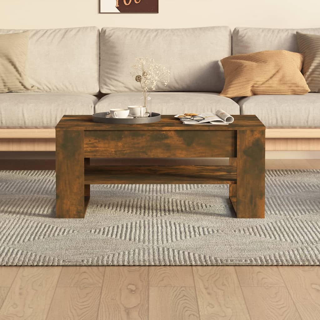 Table basse chêne fumé 102x55x45 cm bois d'ingénierie - XIOS