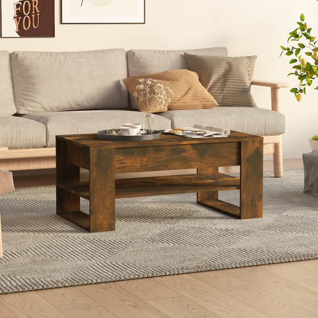 Table basse chêne fumé 102x55x45 cm bois d'ingénierie - XIOS