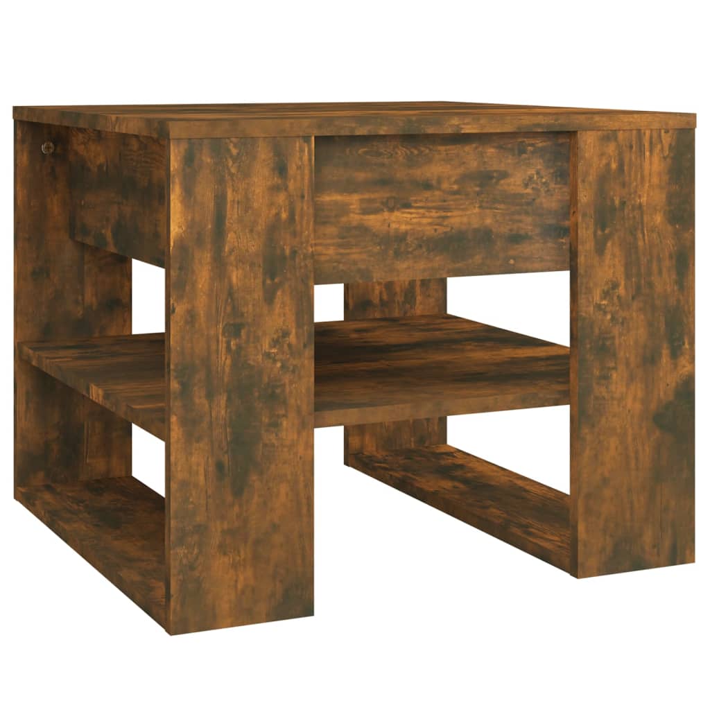 Table basse chêne fumé 55,5x55x45 cm bois d'ingénierie - XIOS