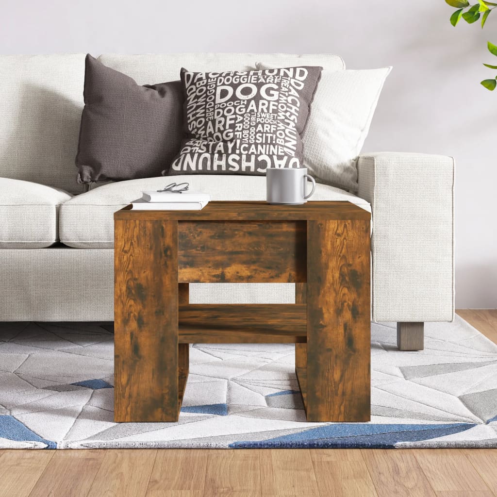 Table basse chêne fumé 55,5x55x45 cm bois d'ingénierie - XIOS