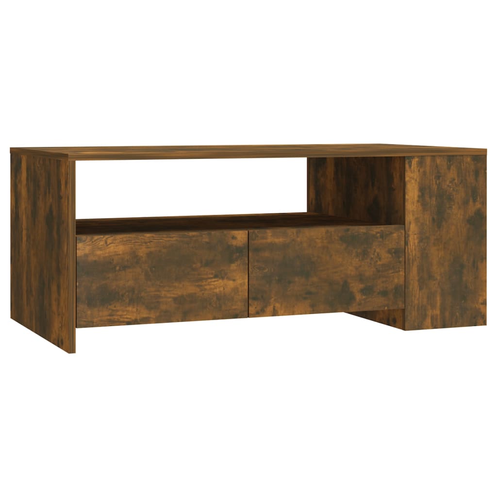 Table basse chêne fumé 102x55x42 cm bois d'ingénierie - XIOS