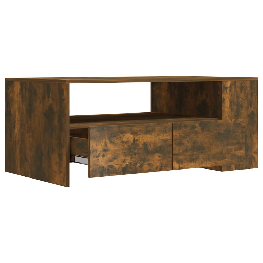 Table basse chêne fumé 102x55x42 cm bois d'ingénierie - XIOS