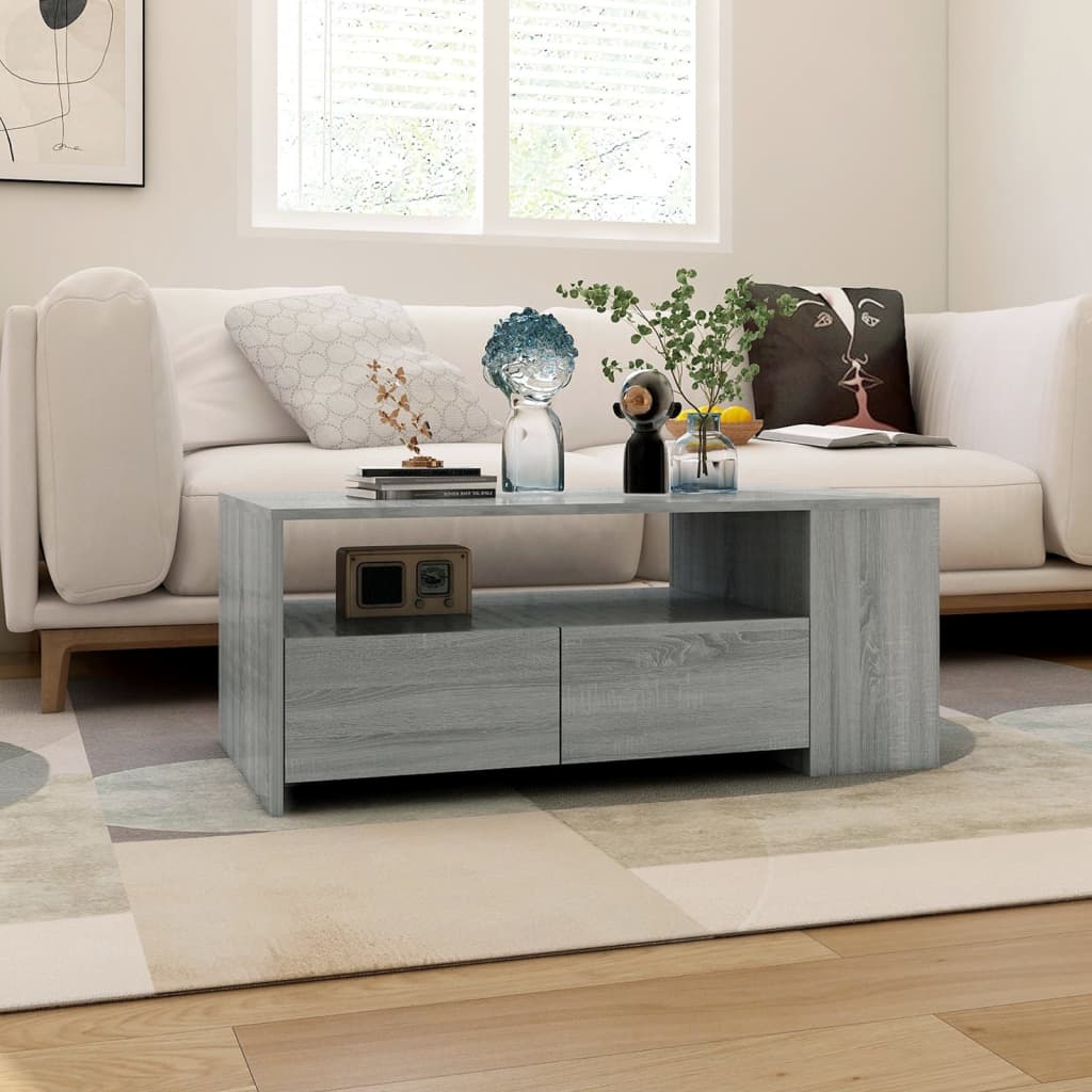 Table basse sonoma gris 102x55x42 cm bois d'ingénierie - XIOS