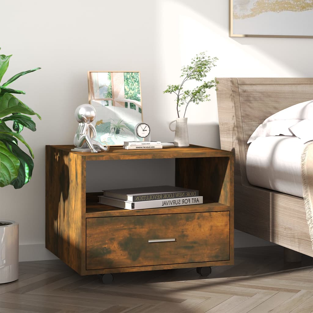 Table basse chêne fumé 55x55x40 cm bois d'ingénierie - XIOS