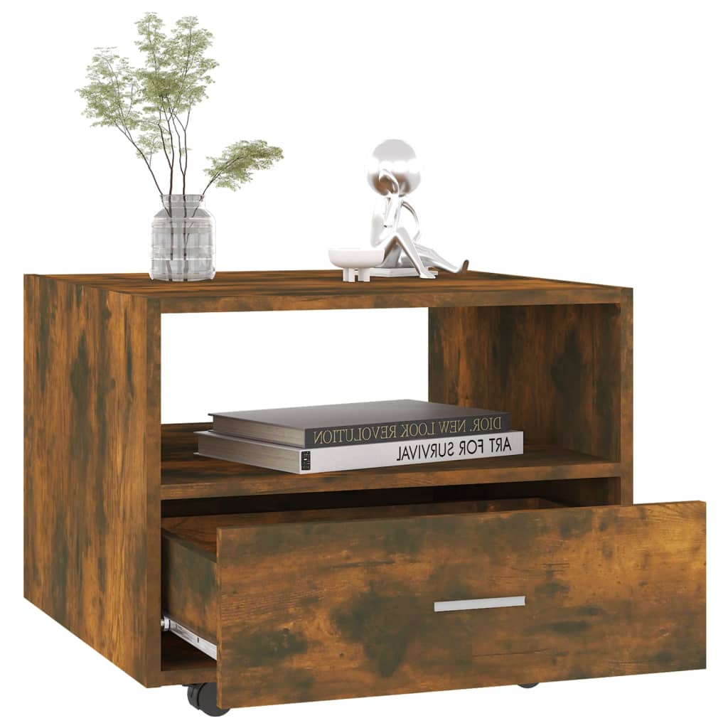 Table basse chêne fumé 55x55x40 cm bois d'ingénierie - XIOS