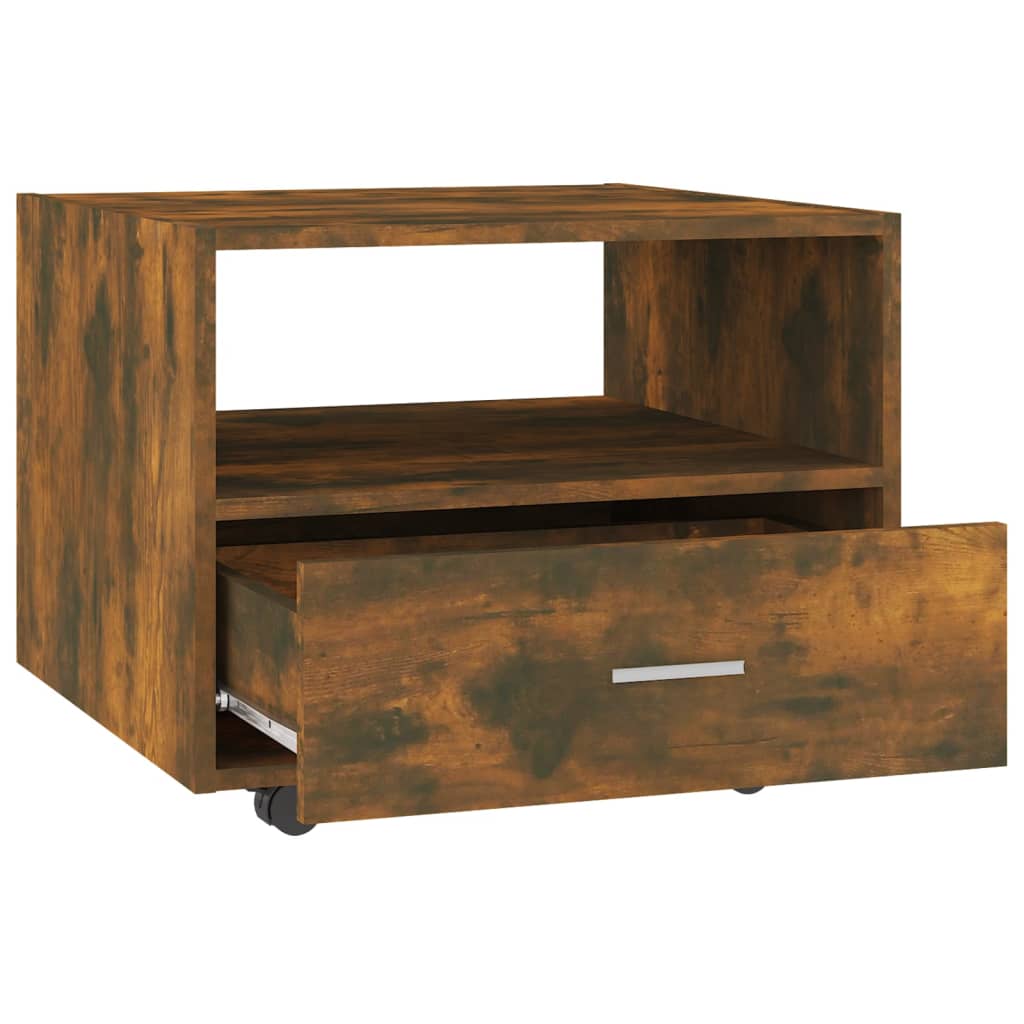 Table basse chêne fumé 55x55x40 cm bois d'ingénierie - XIOS