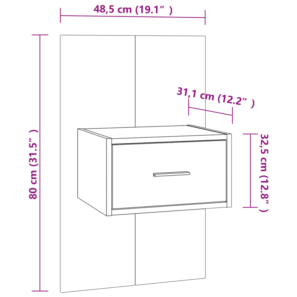 Tables de chevet murales 2 pcs Sonoma gris - XIOS