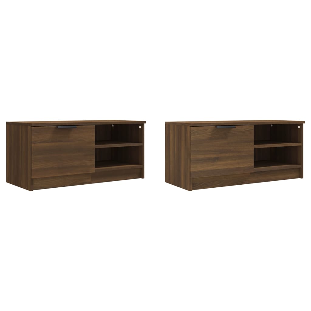 Meuble TV 2 pcs Chêne marron 80x35x36,5 cm Bois d'ingénierie - XIOS