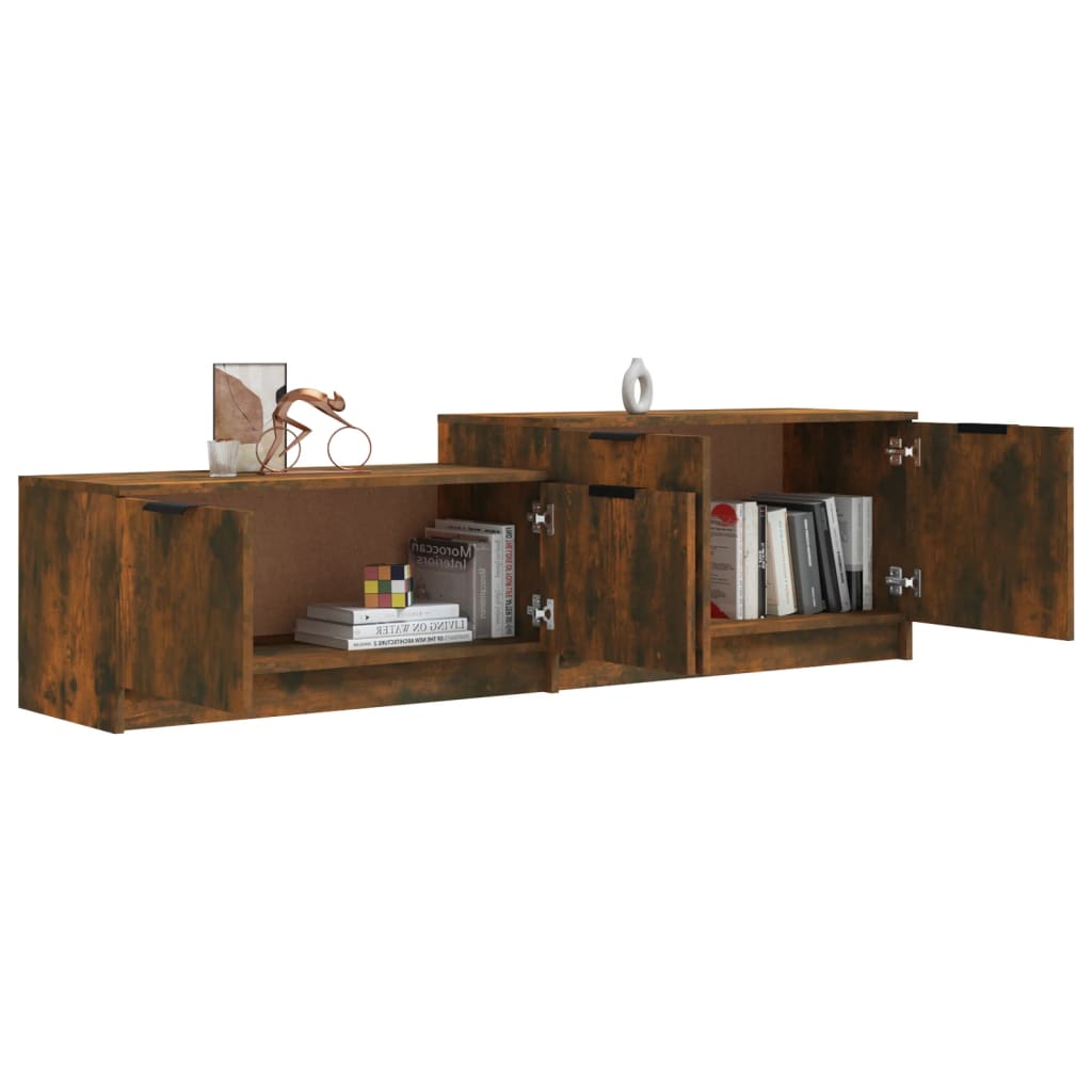 Meuble TV Chêne fumé 158,5x36x45 cm Bois d'ingénierie - XIOS