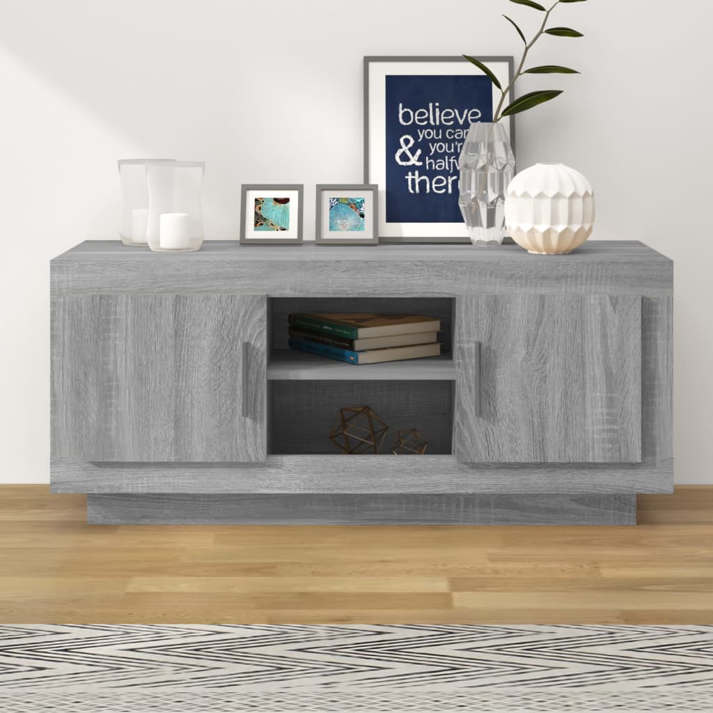 Meuble TV sonoma gris 102x35x45 cm bois d'ingénierie - XIOS