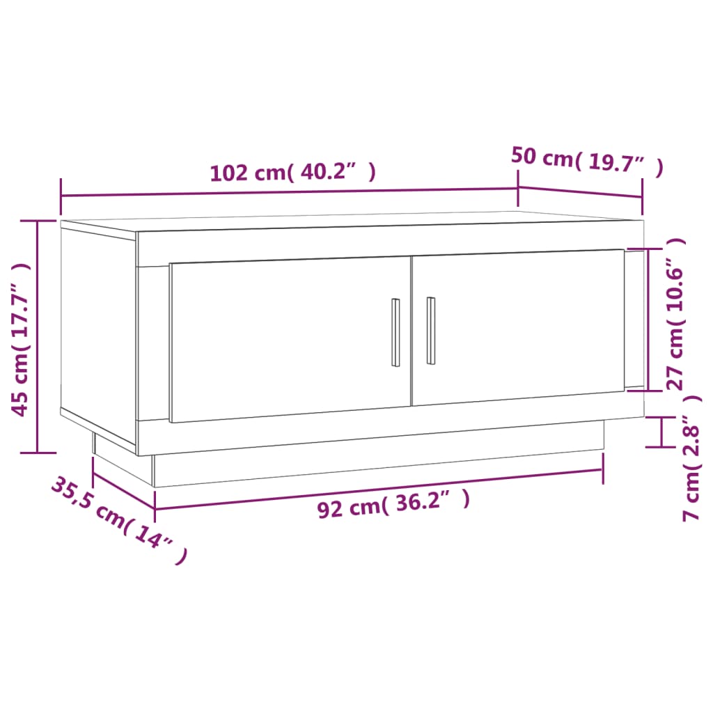 Table basse Chêne marron 102x50x45 cm Bois d'ingénierie - XIOS