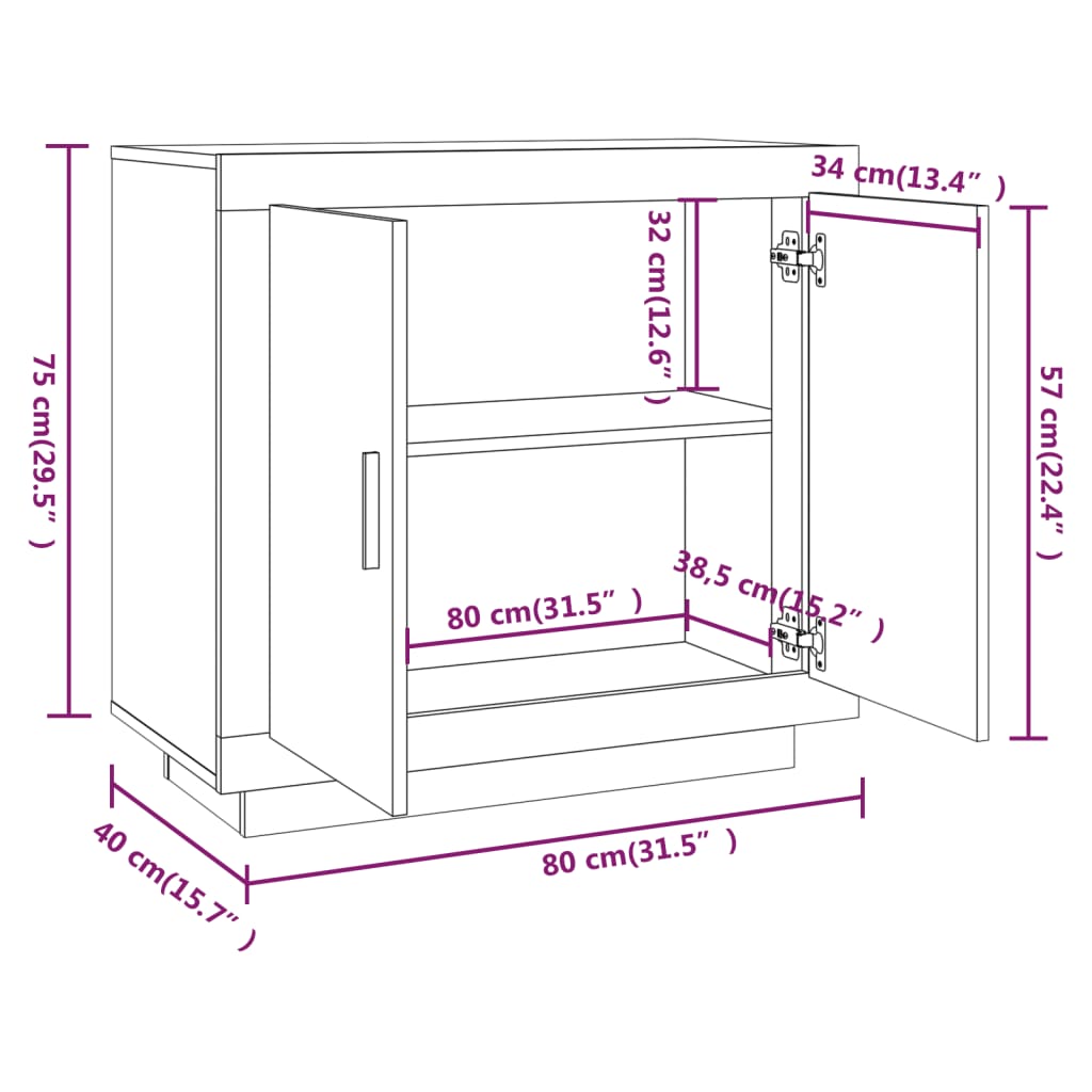 Buffet Sonoma gris 80x40x75 cm Bois d'ingénierie - XIOS