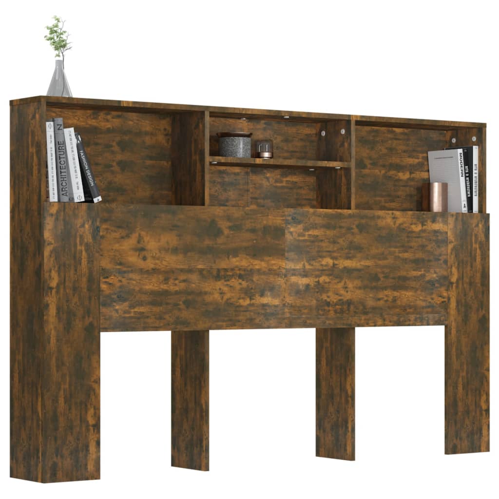 Armoire de tête de lit Chêne fumé 160x19x103,5 cm - XIOS