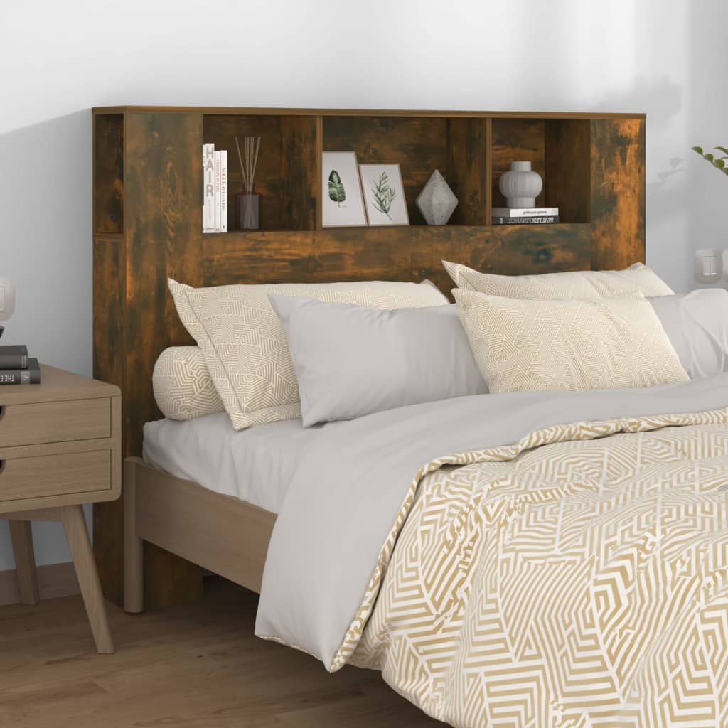 Armoire de tête de lit Chêne fumé 140x18,5x104,5 cm - XIOS