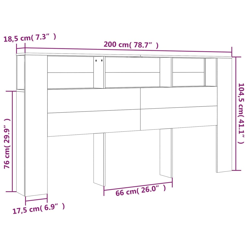 Armoire de tête de lit 200x18,5x104,5 cm bois d'ingénierie - XIOS