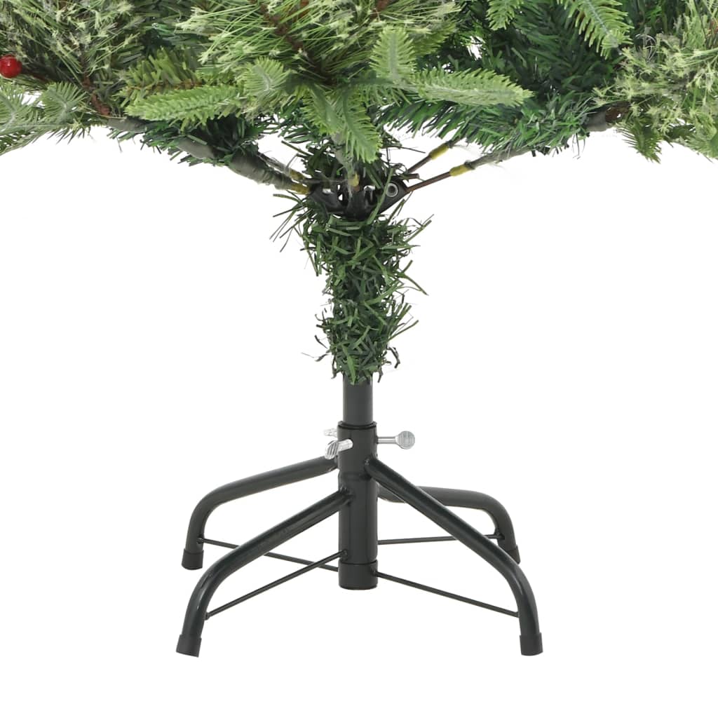 Sapin de Noël pré-éclairé et pommes de pin vert 150cm PVC et PE - XIOS