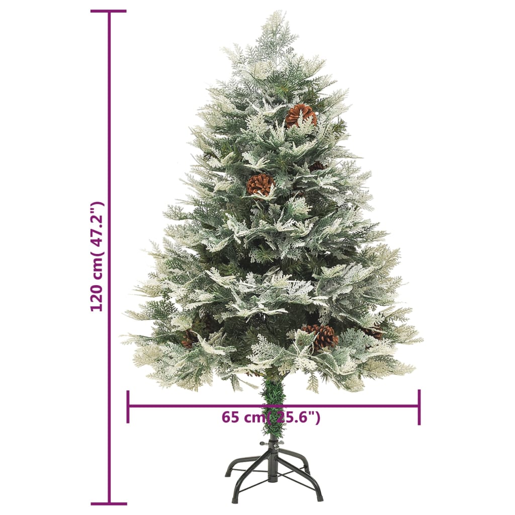 Sapin de Noël pré-éclairé et pommes de pin vert 120cm PVC et PE - XIOS