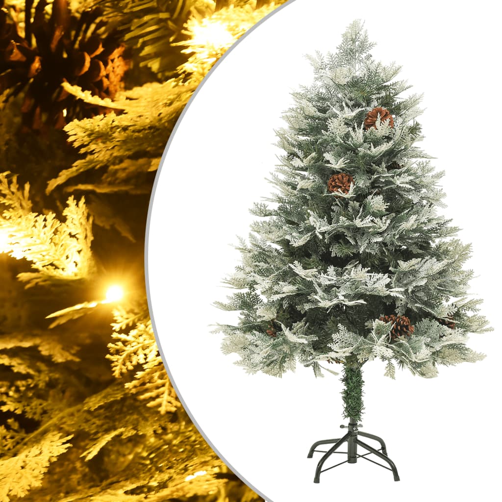 Sapin de Noël pré-éclairé et pommes de pin vert 150cm PVC et PE - XIOS