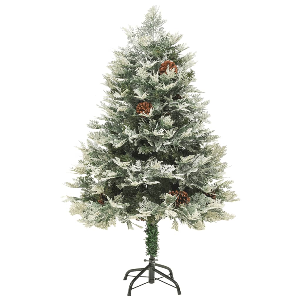 Sapin de Noël pré-éclairé et pommes de pin vert 150cm PVC et PE - XIOS