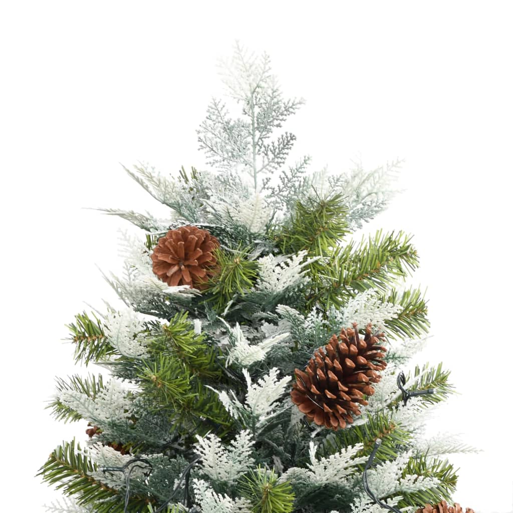 Sapin de Noël pré-éclairé et pommes de pin vert 195cm PVC et PE - XIOS