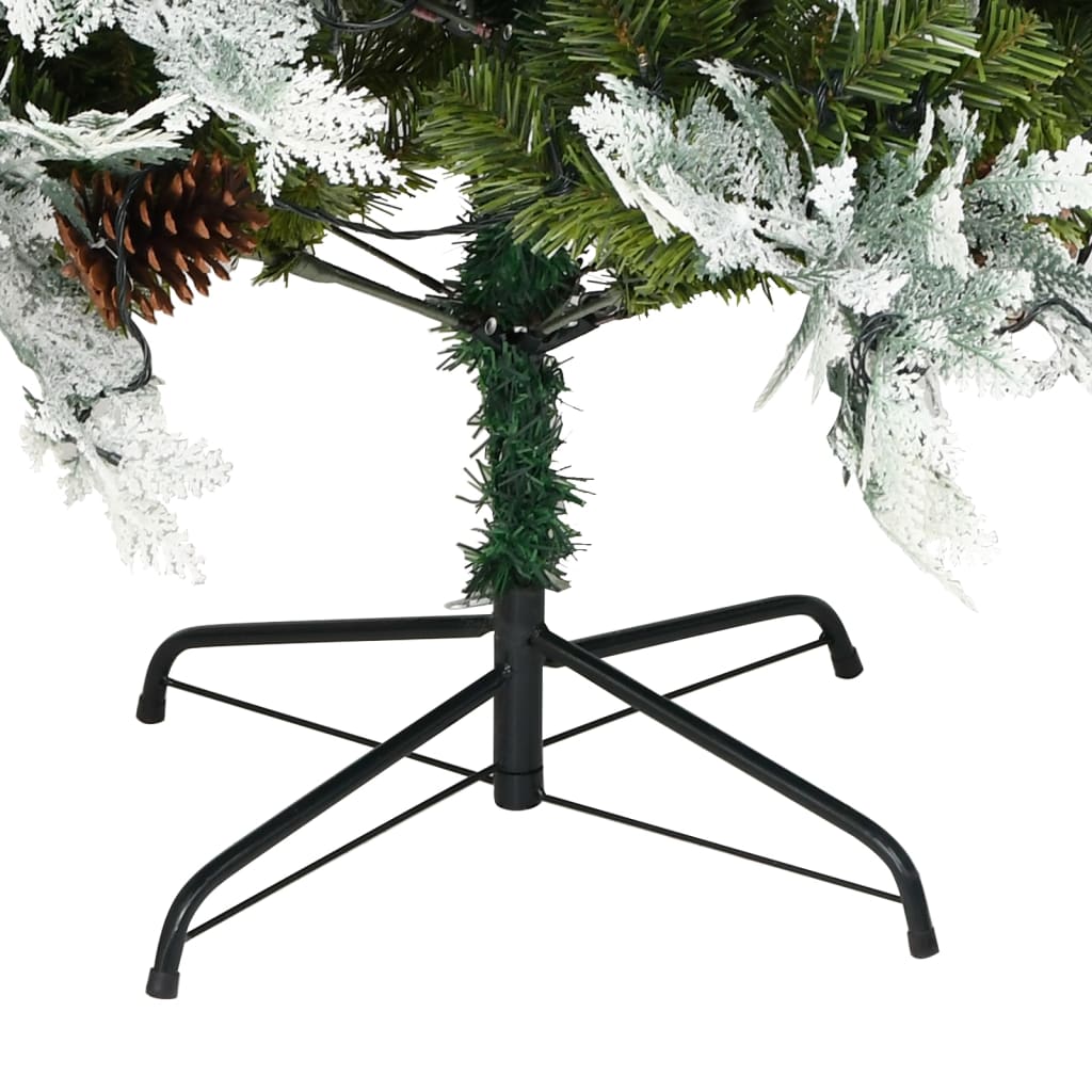 Sapin de Noël pré-éclairé et pommes de pin vert 195cm PVC et PE - XIOS