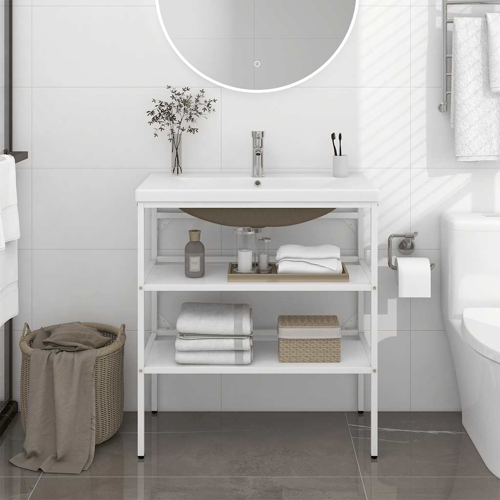 Cadre de lavabo de salle de bain vasque à encastrer Blanc Fer - XIOS