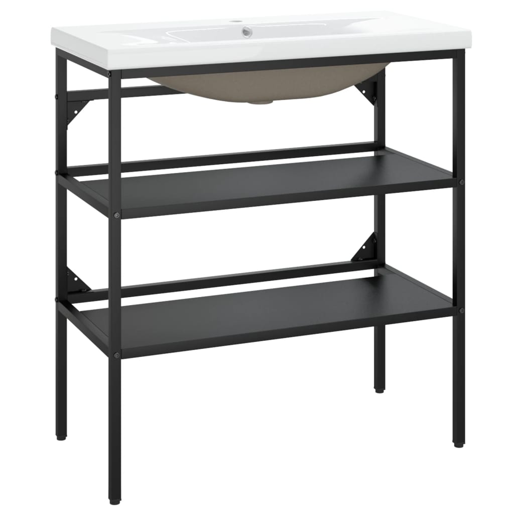 Cadre de lavabo de salle de bain vasque à encastrer Noir Fer - XIOS