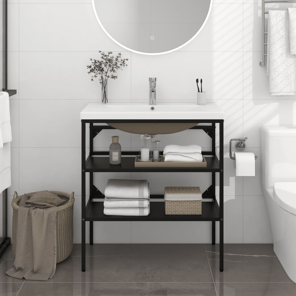 Cadre de lavabo de salle de bain vasque à encastrer Noir Fer - XIOS