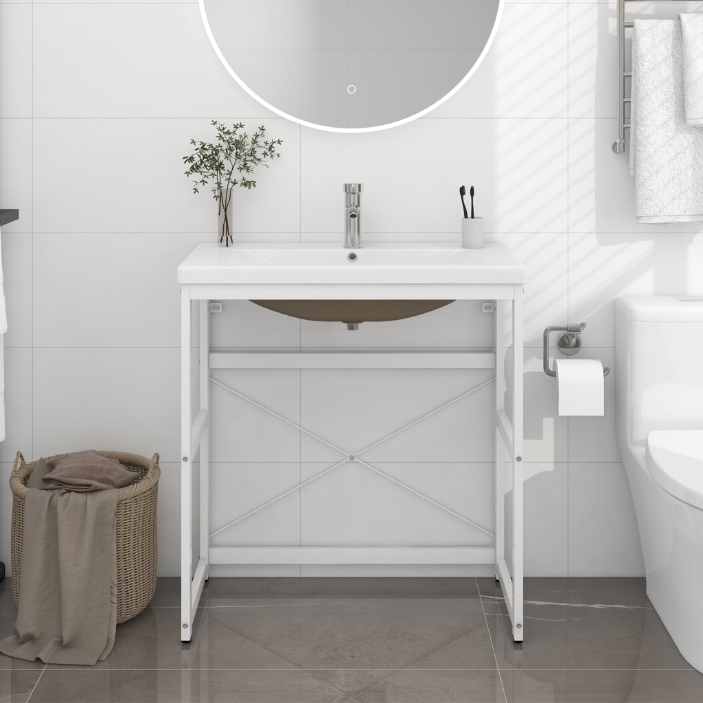 Cadre de lavabo de salle de bain vasque à encastrer Blanc Fer - XIOS