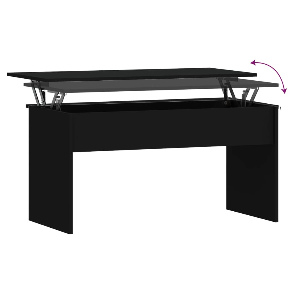 Table basse noir 102x50,5x52,5 cm bois d'ingénierie