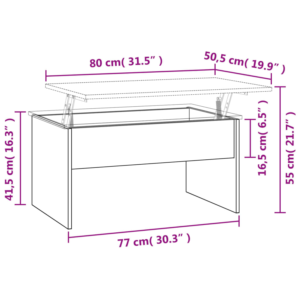 Table basse Blanc 80x50,5x41,5 cm Bois d'ingénierie