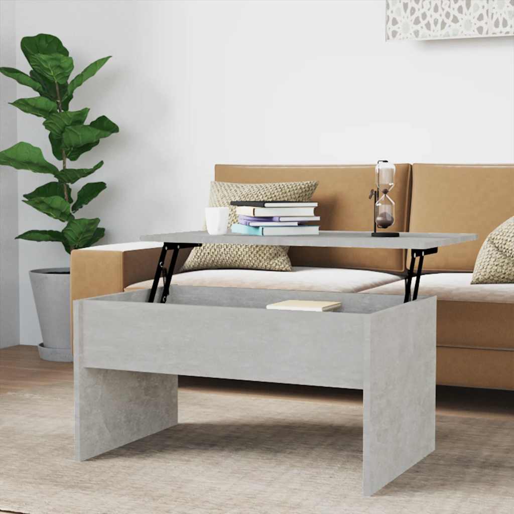 Table basse gris béton 80x50,5x41,5 cm bois d'ingénierie - XIOS
