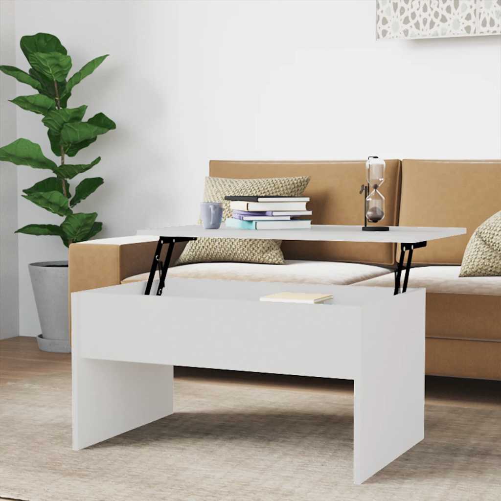 Table basse blanc brillant 80x50,5x41,5 cm bois d'ingénierie - XIOS