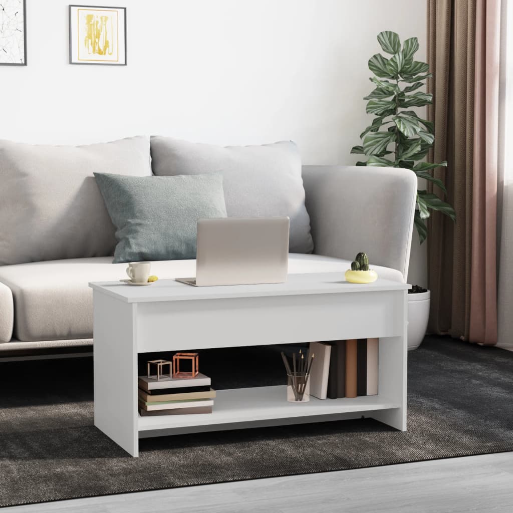 Table basse blanc 102x50x52,5 cm bois d'ingénierie