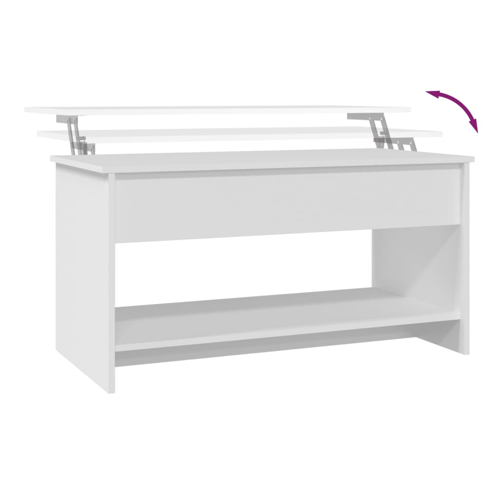Table basse blanc 102x50x52,5 cm bois d'ingénierie