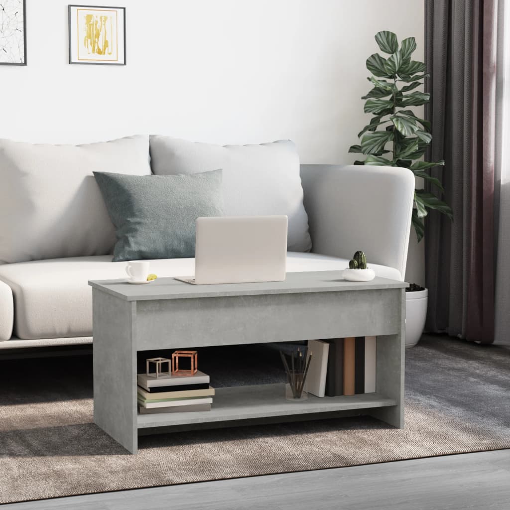 Table basse gris béton 102x50x52,5 cm bois d'ingénierie