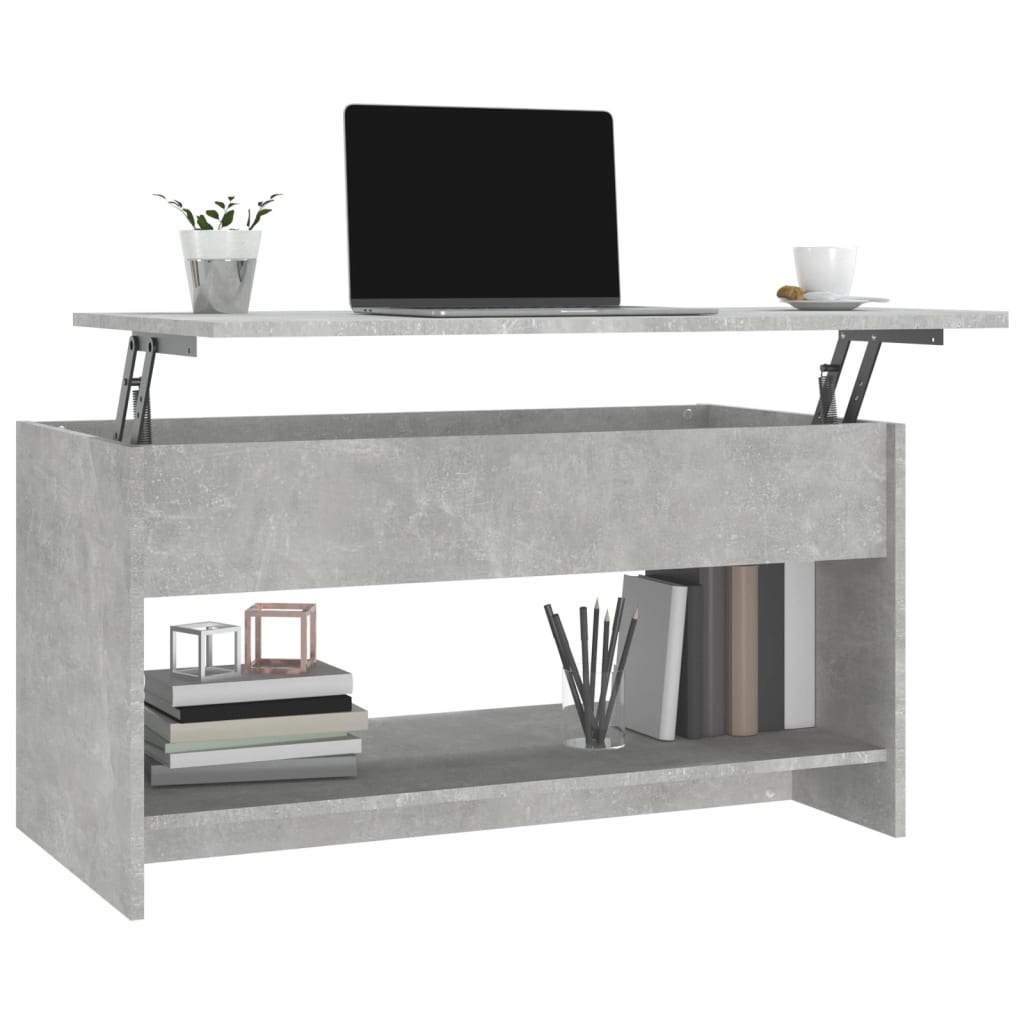 Table basse gris béton 102x50x52,5 cm bois d'ingénierie