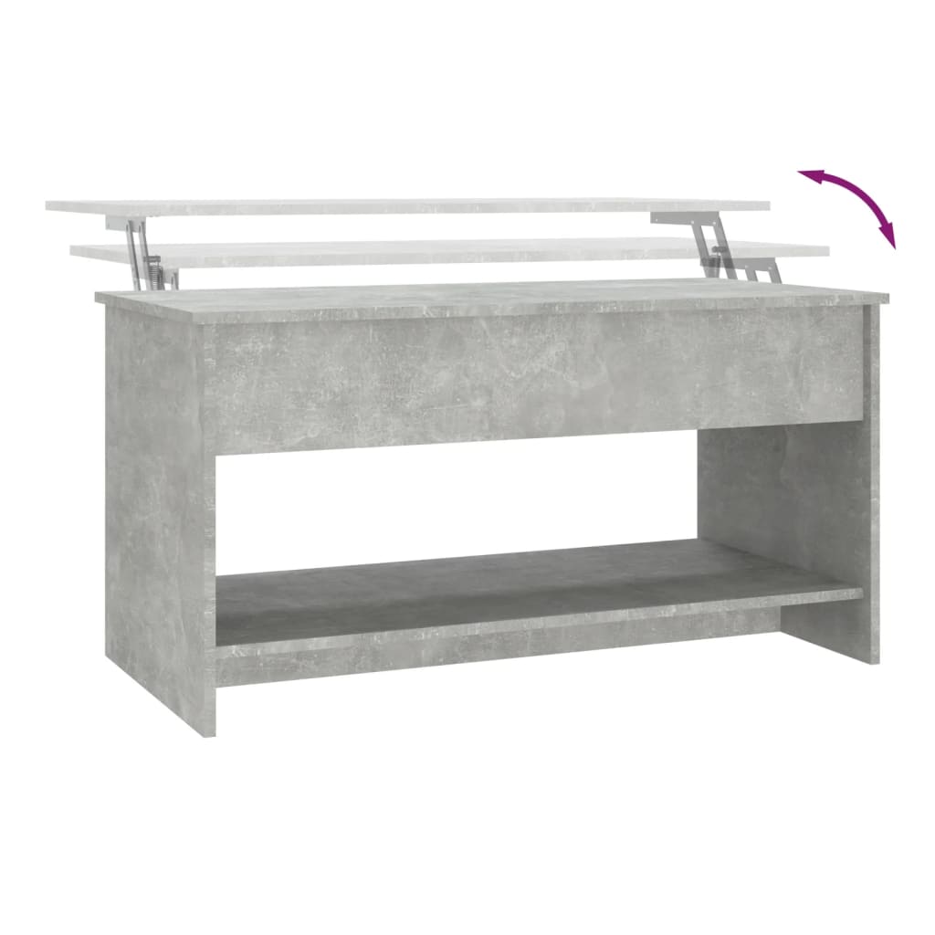 Table basse gris béton 102x50x52,5 cm bois d'ingénierie