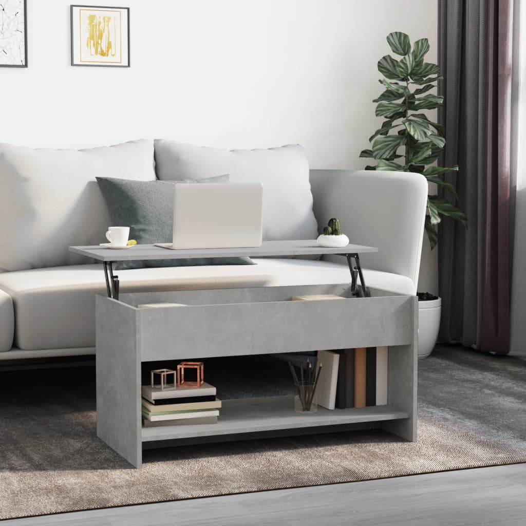 Table basse gris béton 102x50x52,5 cm bois d'ingénierie