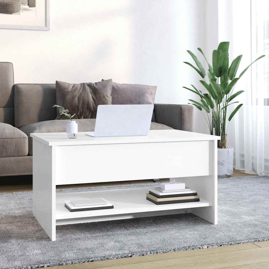 Table basse Blanc brillant 80x50x40 cm Bois d'ingénierie - XIOS
