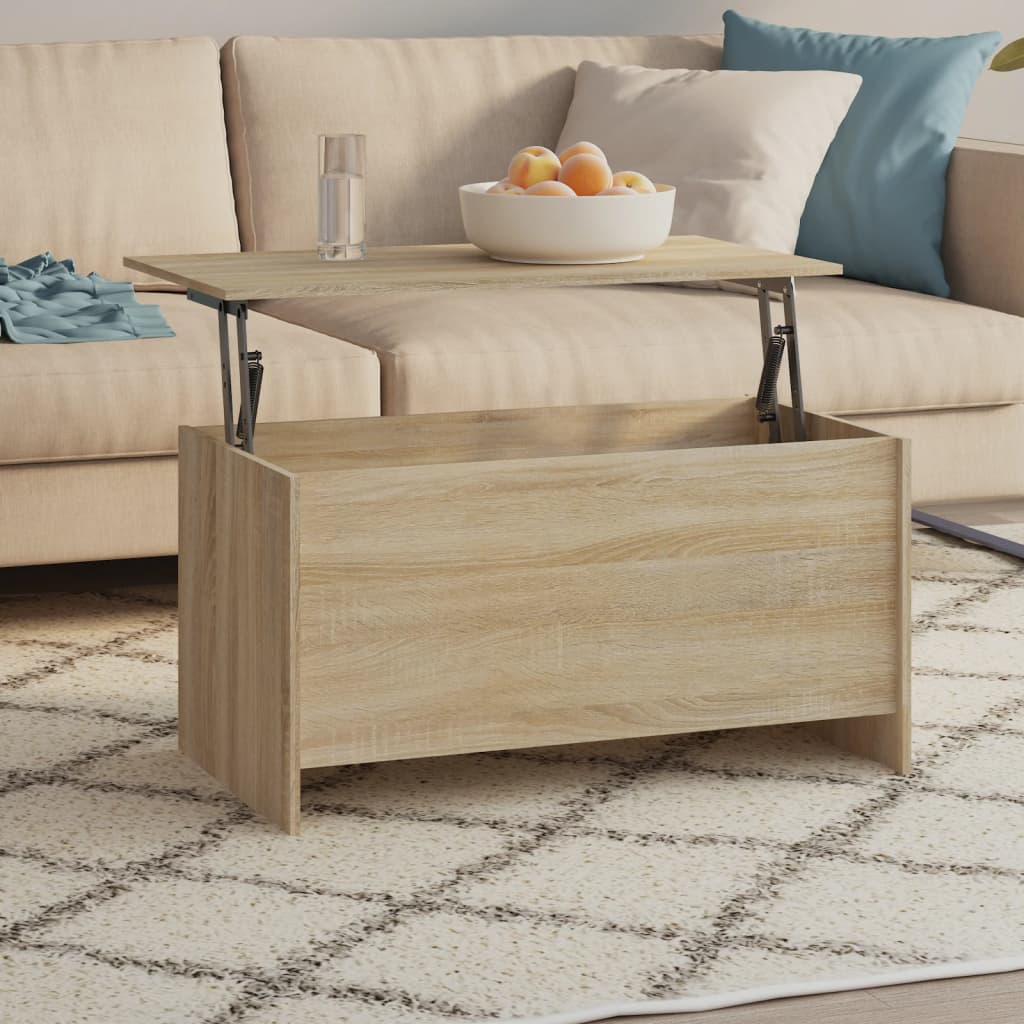 Table basse chêne sonoma 102x55,5x52,5 cm bois d'ingénierie