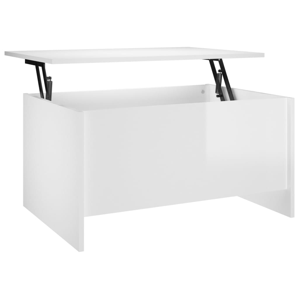 Table basse blanc brillant 80x55,5x41,5 cm bois d'ingénierie