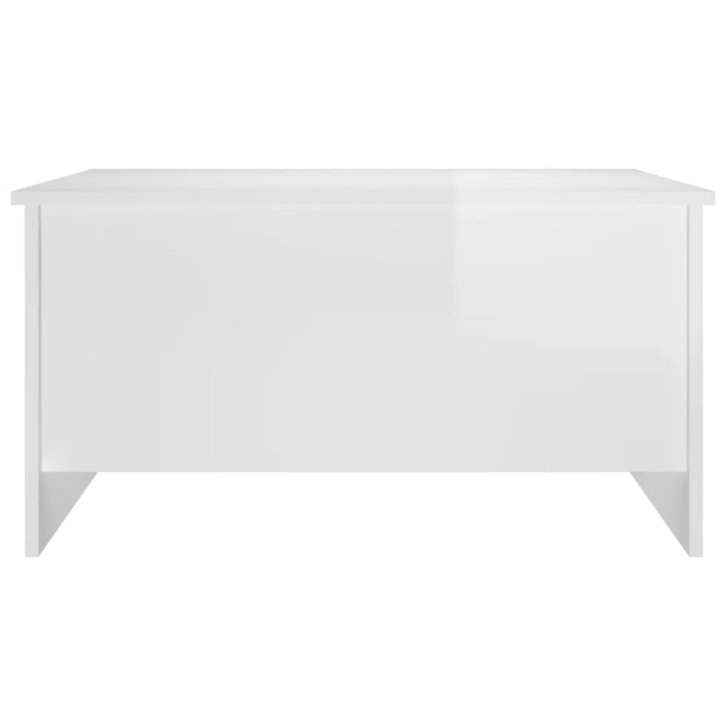 Table basse blanc brillant 80x55,5x41,5 cm bois d'ingénierie