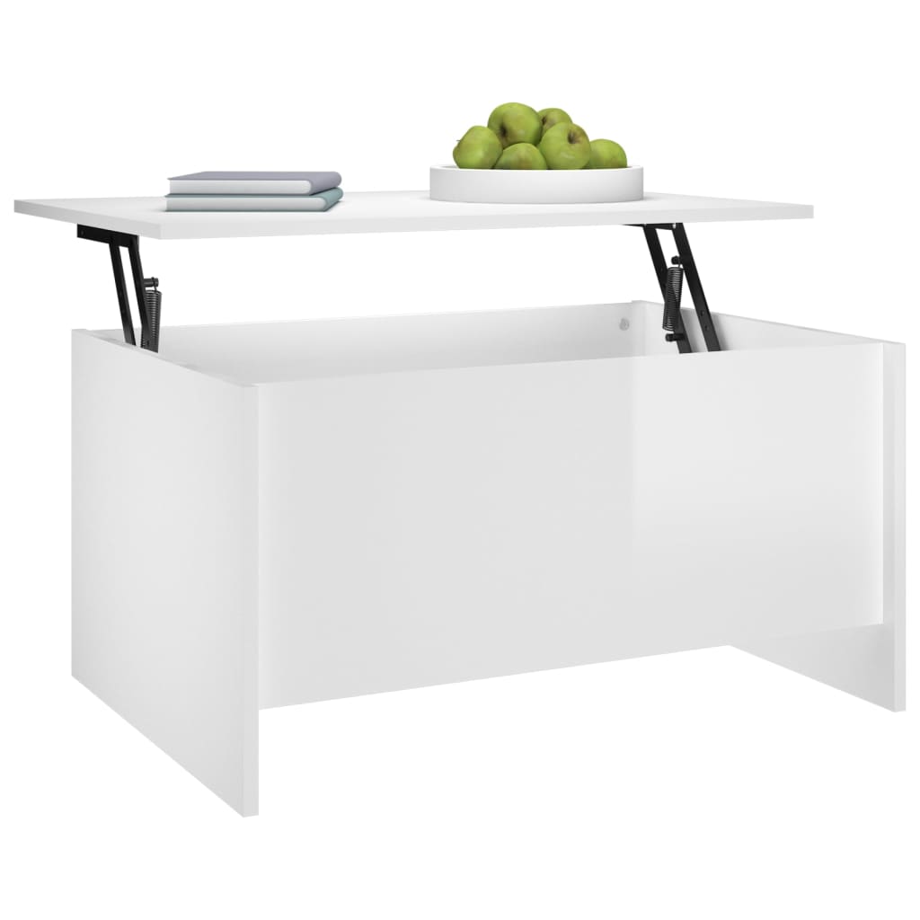 Table basse blanc brillant 80x55,5x41,5 cm bois d'ingénierie