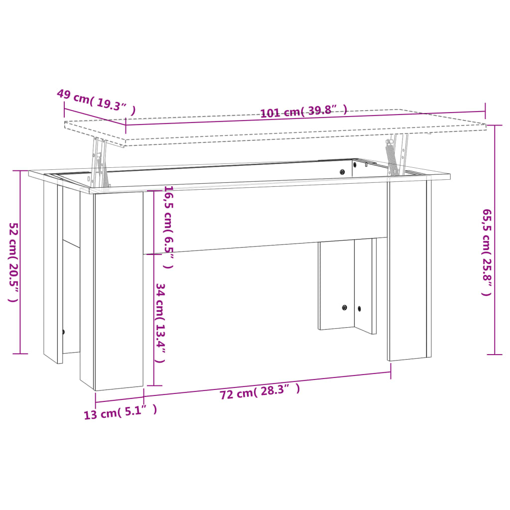 Table basse blanc 101x49x52 cm bois d'ingénierie - XIOS