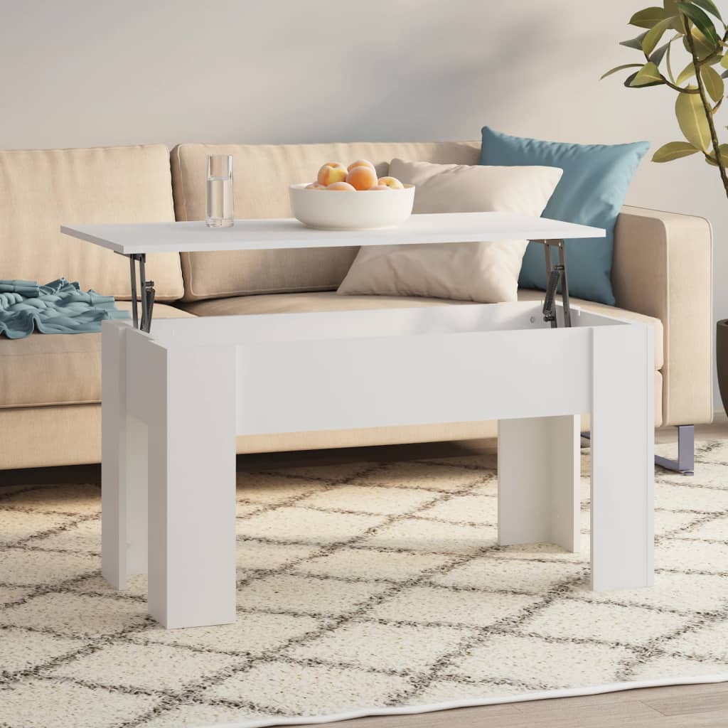 Table basse blanc 101x49x52 cm bois d'ingénierie - XIOS